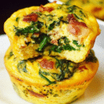 Egg bite cups with spinach and bacon