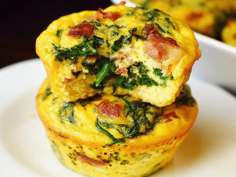 Egg bite cups with spinach and bacon