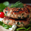 Mediterranean Greek Chicken Burgers with Herbs and Feta