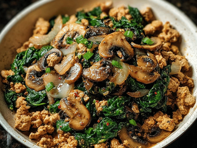 Turkey Spinach Mushroom Skillet