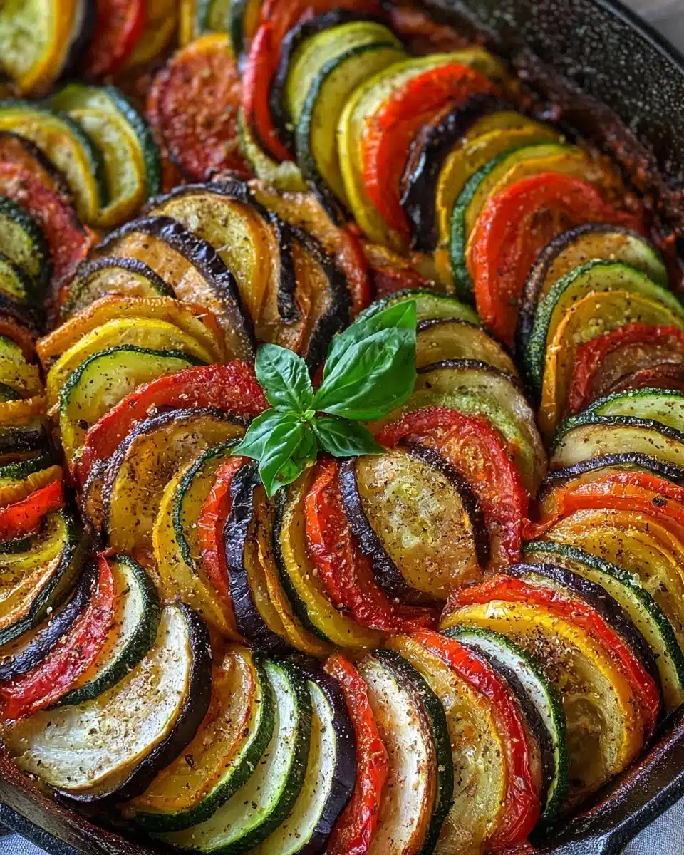 Delicious Baked Ratatouille with colorful vegetables baked to perfection
