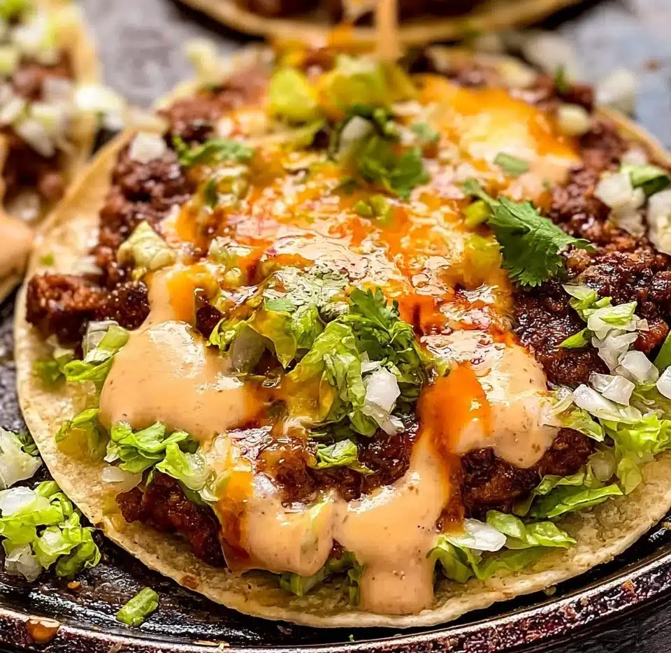 Big Mac Tacos fusion dish with beef, lettuce, cheese, and special sauce