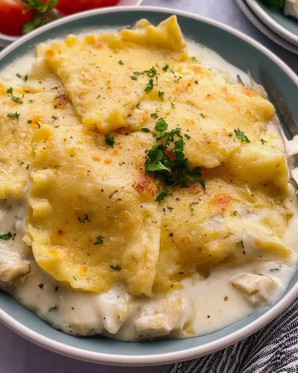 Delicious Chicken Lasagna with layers of chicken, cheese, and sauce