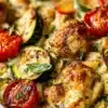 Healthy Chicken Zucchini Bake with cheese and herbs