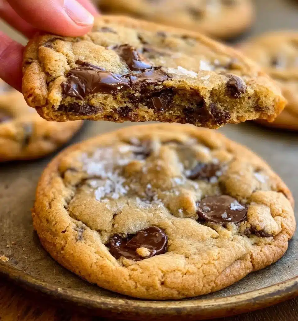 Freshly baked chocolate chip cookies on a cooling rack