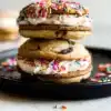 Delicious cookie ice cream sandwiches featuring soft cookies and creamy ice cream