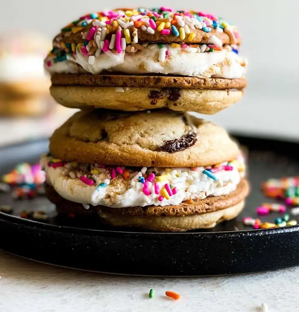 Delicious cookie ice cream sandwiches featuring soft cookies and creamy ice cream