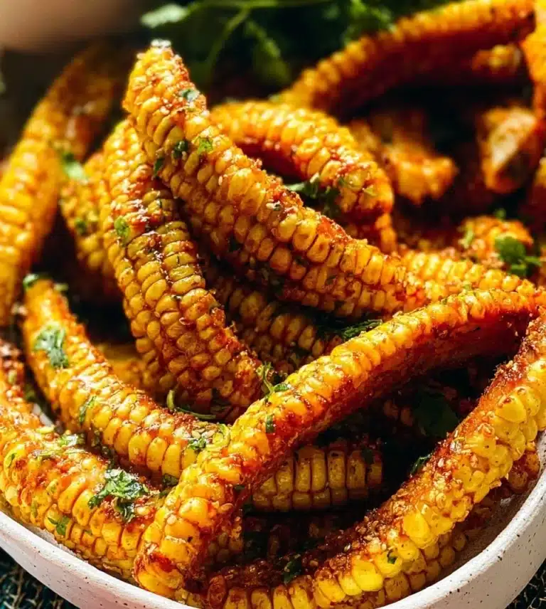 Deliciously grilled corn ribs served with herbs and spices.