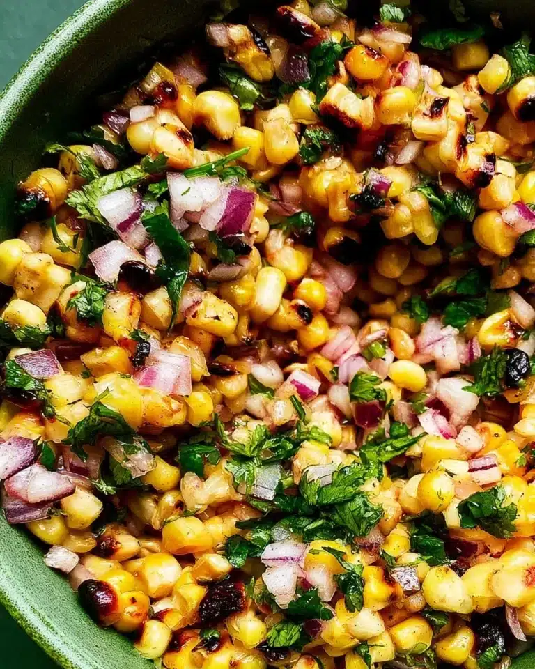 Bowl of fresh corn salsa made with vibrant ingredients.