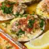 Delicious Garlic Lemon Butter Oysters ready to be served