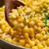 Delicious honey butter skillet corn served in a rustic skillet.