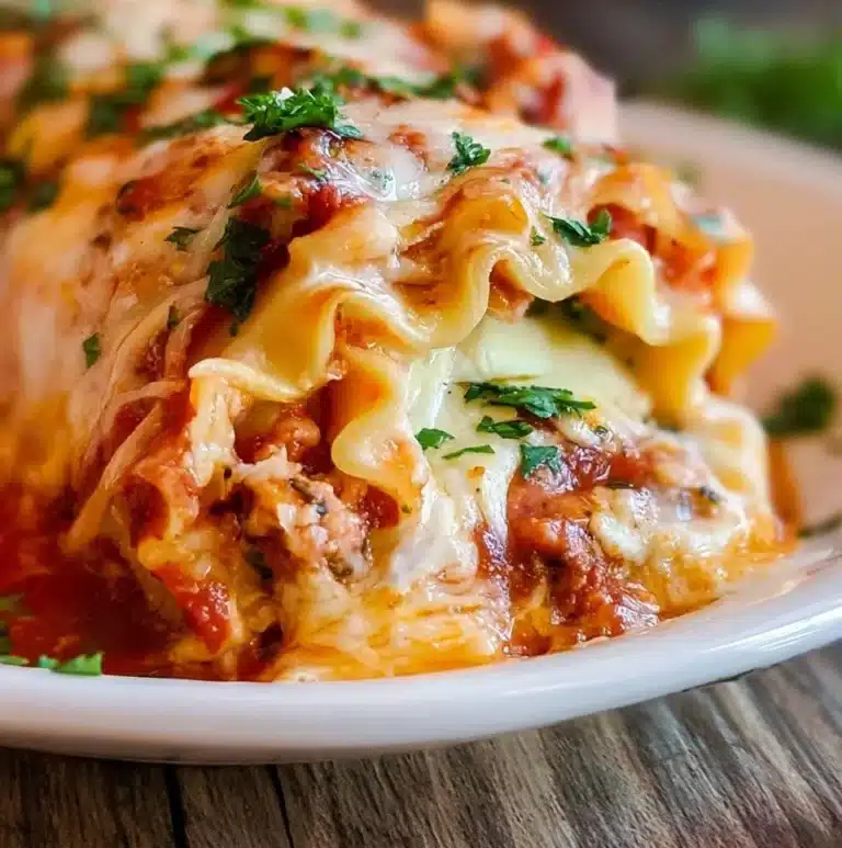 Delicious lasagna roll ups with cheese and marinara sauce ready to serve