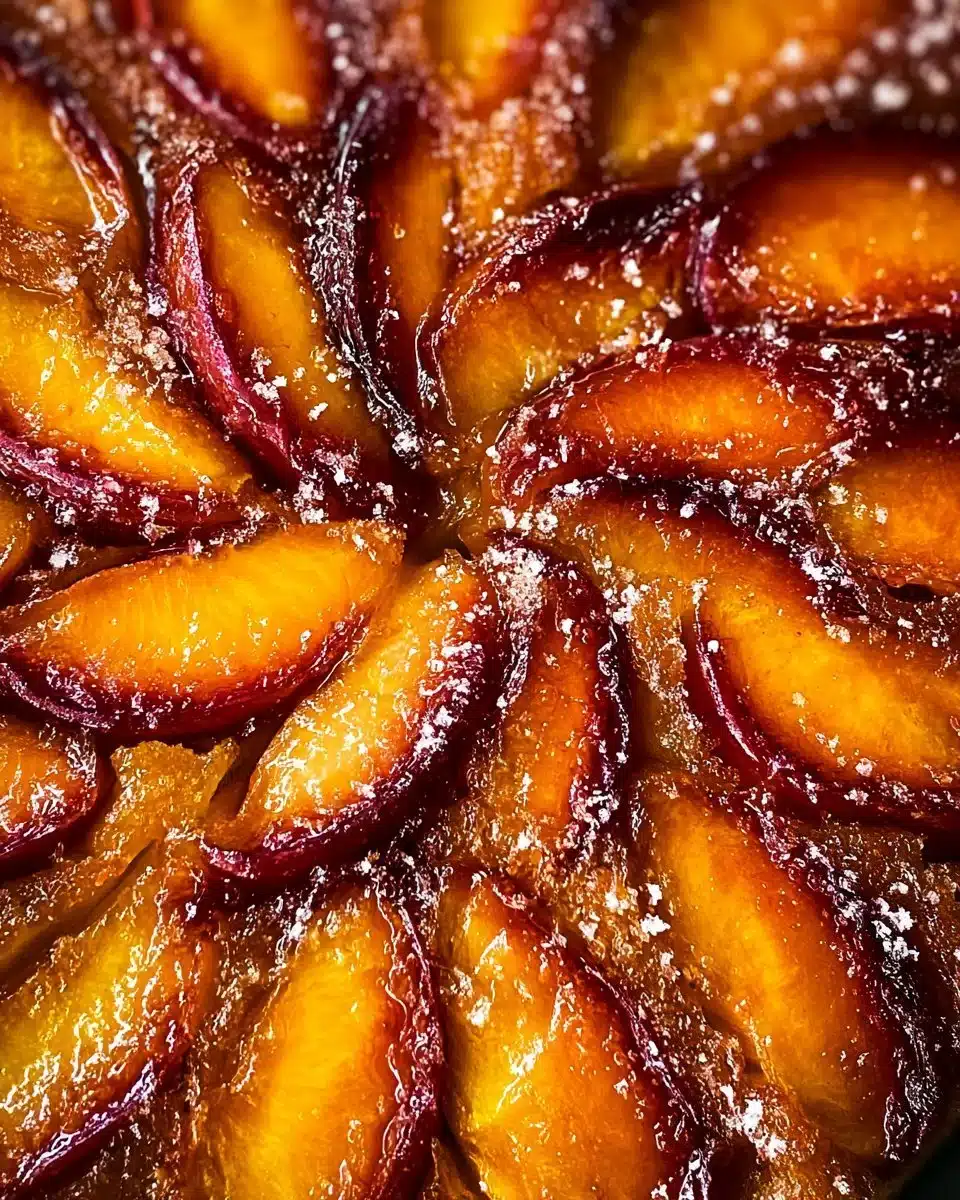 Delicious homemade peach cake with fresh peaches and cream on top