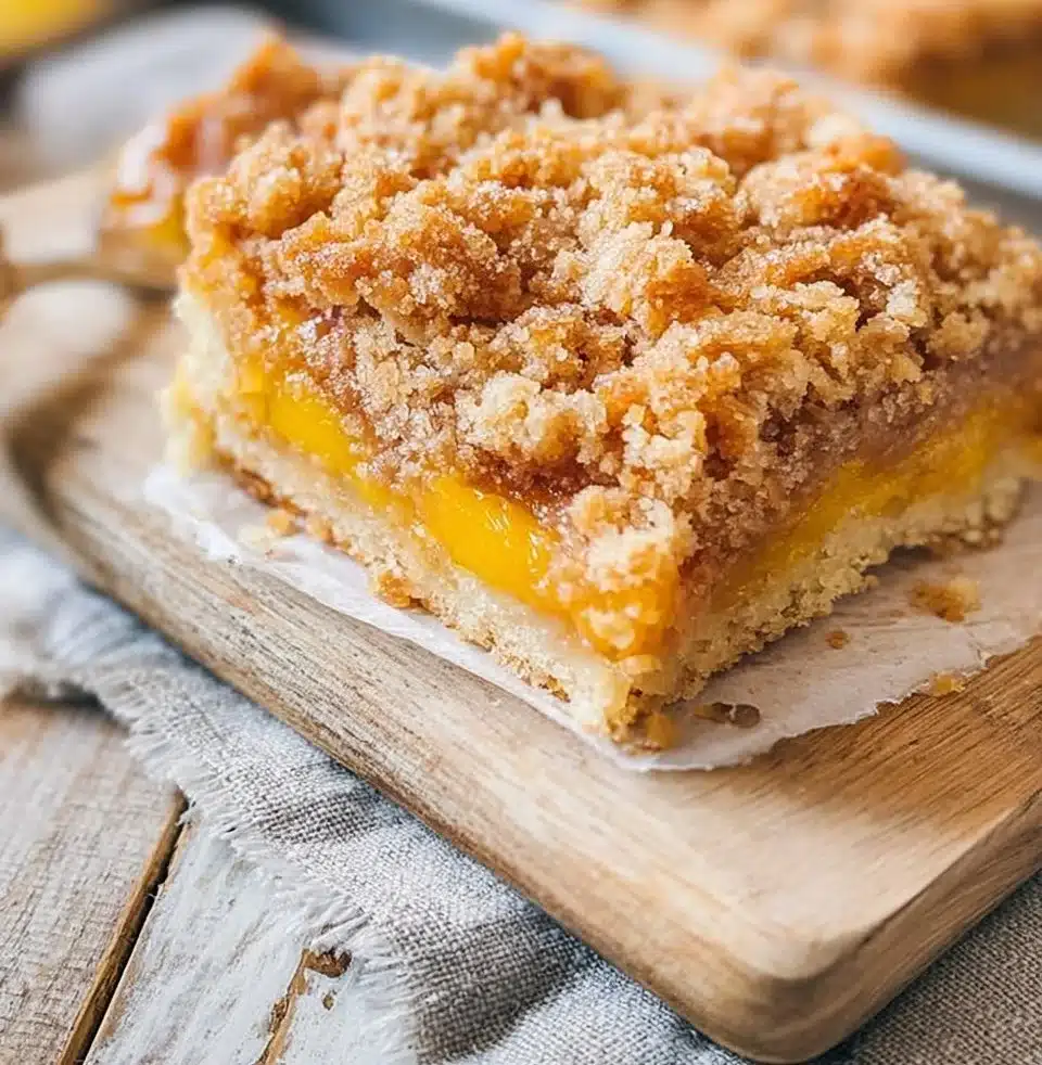 Delicious peach crumb bars with a buttery crust and sweet peach filling