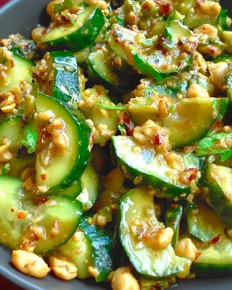 Fresh Peanut Cucumber salad with vibrant ingredients