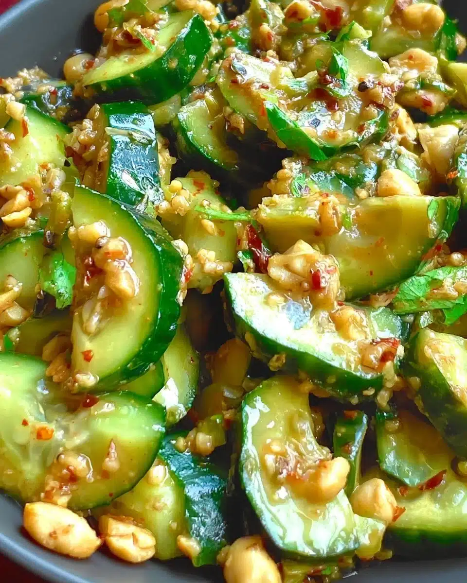 Fresh Peanut Cucumber salad with vibrant ingredients