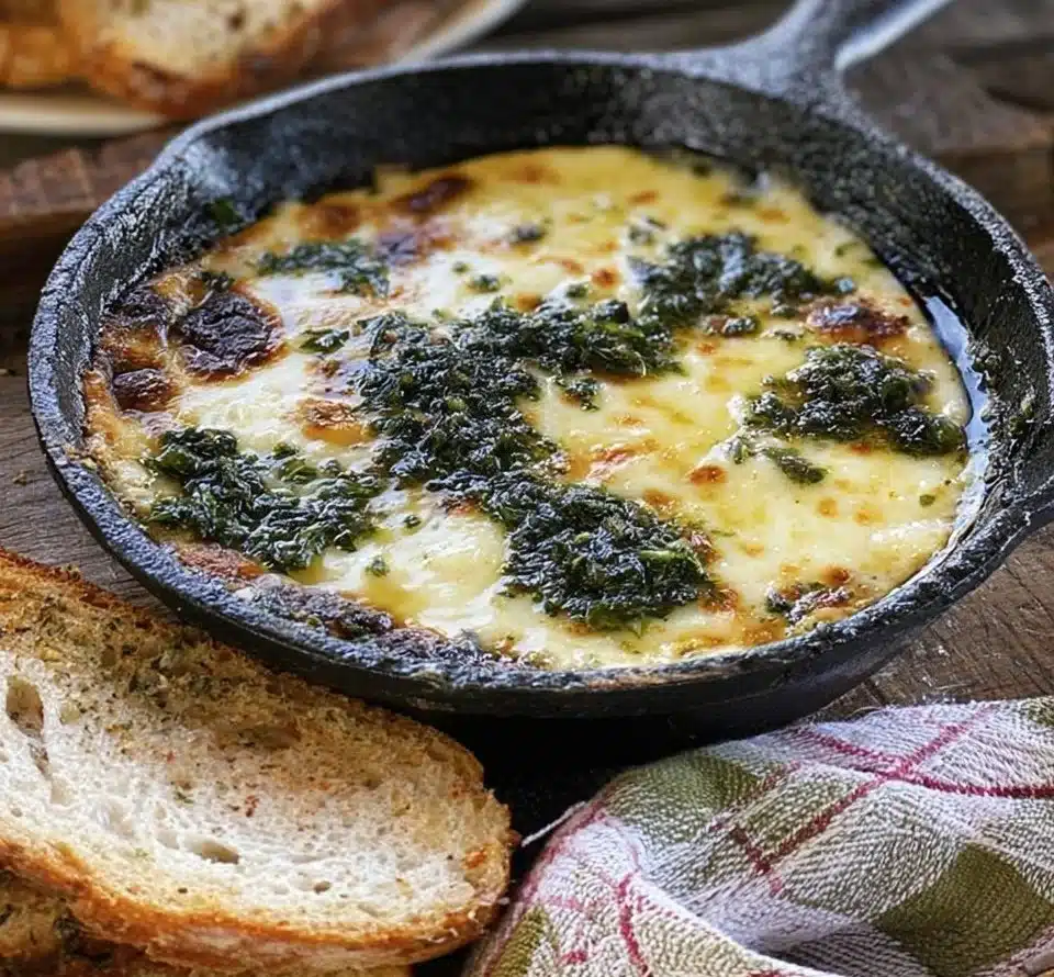 Delicious Provoleta cheese served hot with herbs