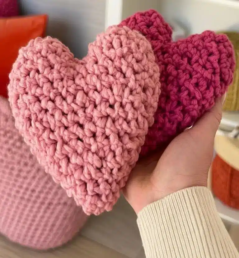 Colorful handcrafted amigurumi hearts for gifting and decoration