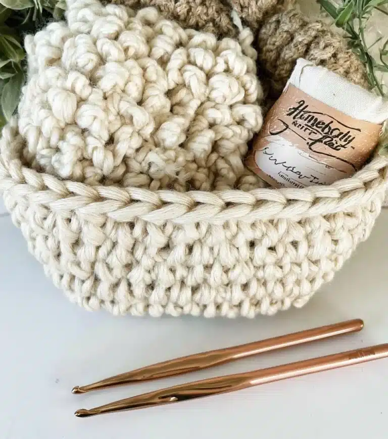 Handmade crochet nesting basket for organization and decor