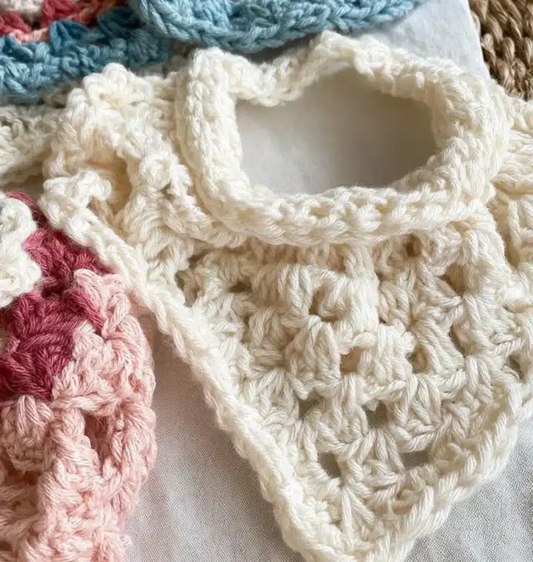 Colorful crocheted bandana adding style to an outfit