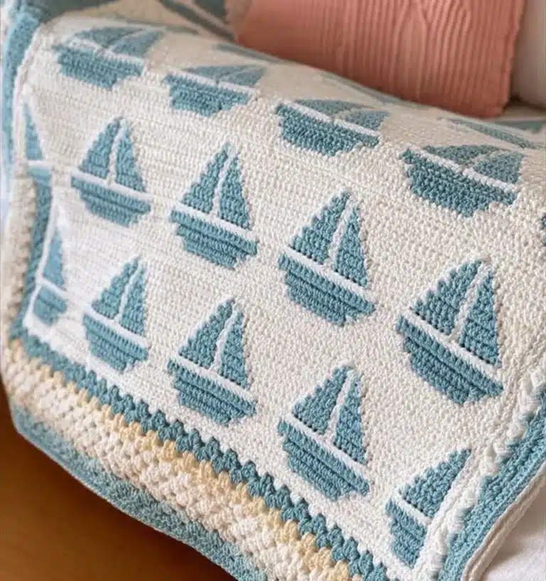 Cozy sailboat blanket for nautical-themed decor and warmth