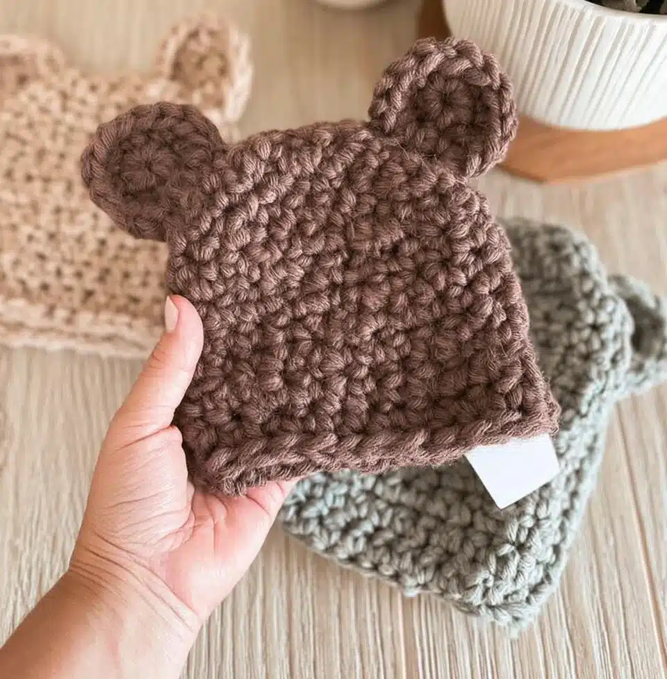 Cozy Star Stitch Bear Hat for stylish warmth in cold weather.