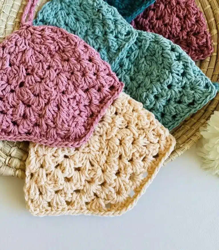 Wallflower Granny Stitch Hat in vibrant colors, showcasing crochet design and style.