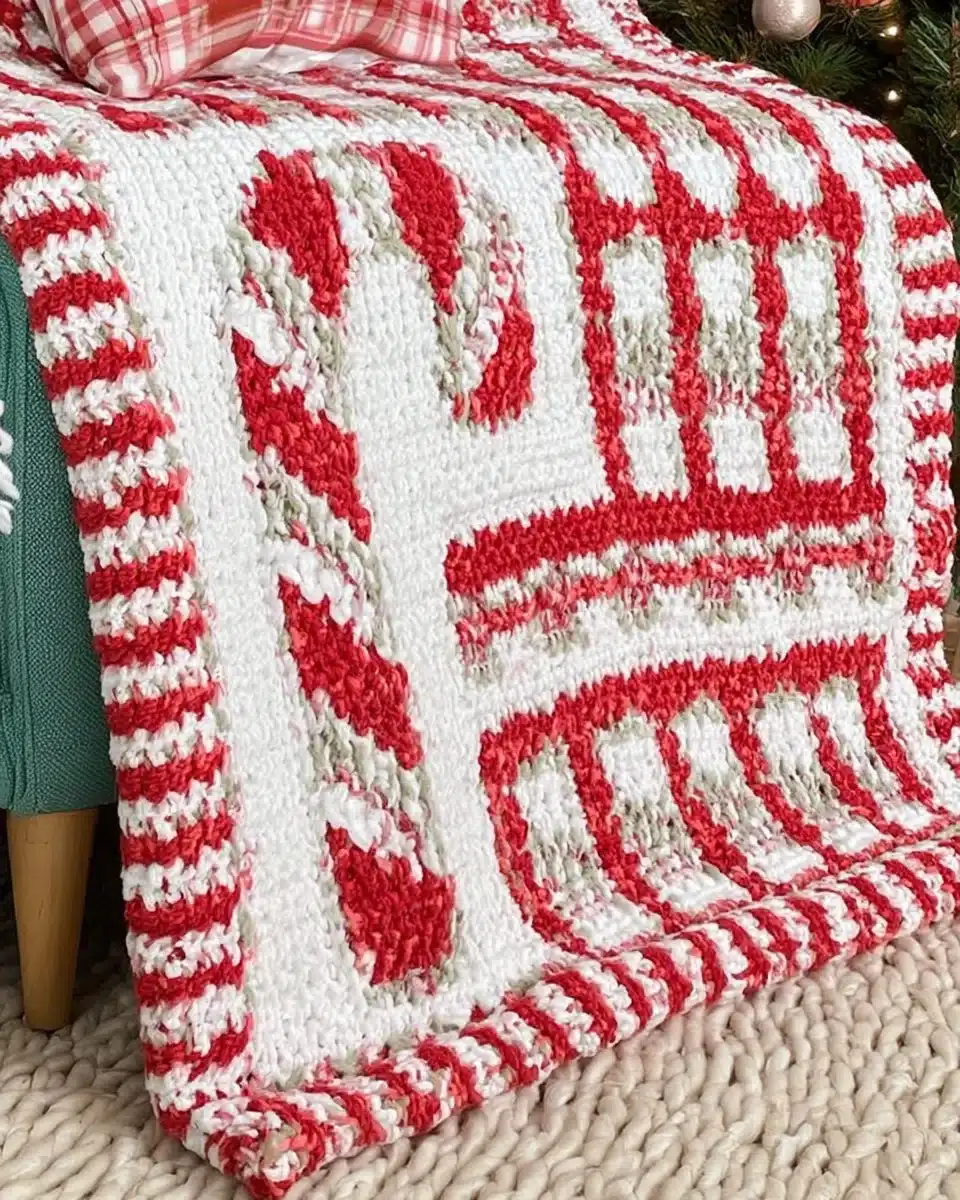 Candy Cane Lane Mosaic Blanket