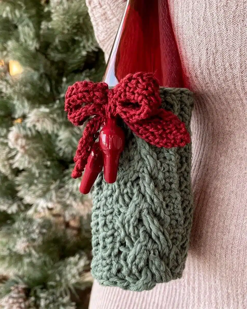 Winterberry Wine Cozy Free Crochet Pattern